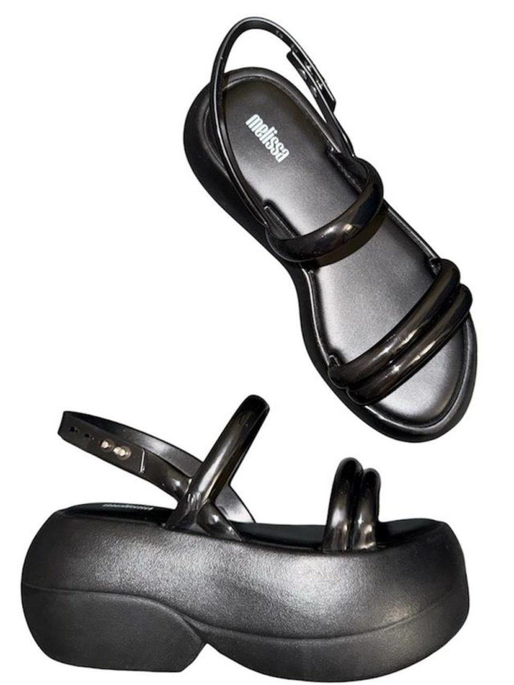 Melissa black airbubble chunky platform vegan jelly sandals